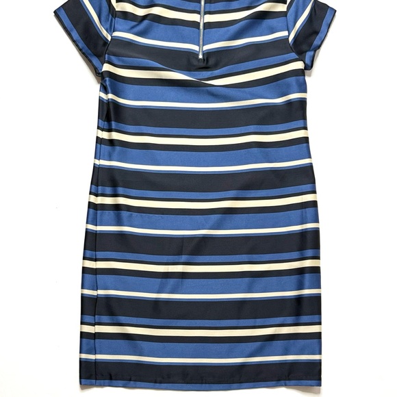 Vince Camuto Navy and Cream Striped Short Sleeve Sheath Dress Size 6 - Picture 2 of 6